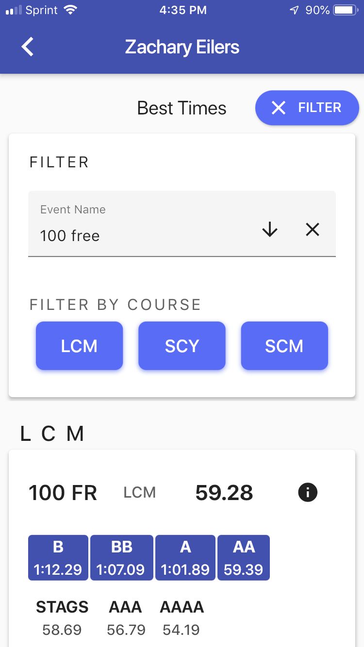 shows the filtering mechanism to easily and quickly view a specific event